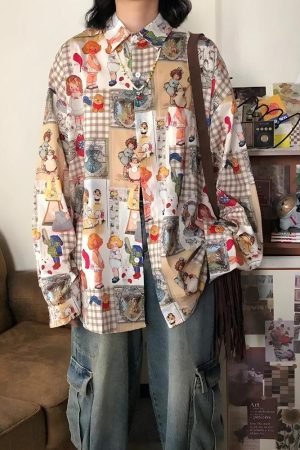 Quick Outfits, Modest Fashion Outfits Ideas Vintage Cartoon Oversized Shirt