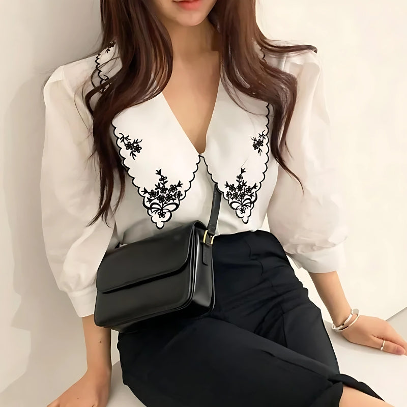 Quick Outfits, Modest Fashion Outfits Ideas Vintage Embroidered Collar Shirt Quick Outfits, Modest Fashion Outfits Ideas Vintage Embroidered Collar Shirt