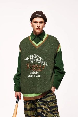 Quick Outfits, Modest Fashion Outfits Ideas Vintage Enjoy Yourself Knitted Sweater Vest