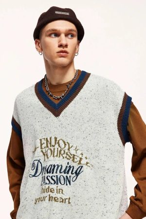 Quick Outfits, Modest Fashion Outfits Ideas Vintage Enjoy Yourself Knitted Sweater Vest