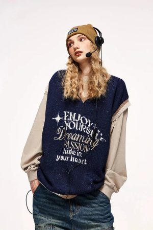 Quick Outfits, Modest Fashion Outfits Ideas Vintage Enjoy Yourself Knitted Sweater Vest