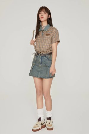 Quick Outfits, Modest Fashion Outfits Ideas Vintage Plaid Crop Shirt