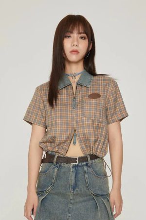 Quick Outfits, Modest Fashion Outfits Ideas Vintage Plaid Crop Shirt
