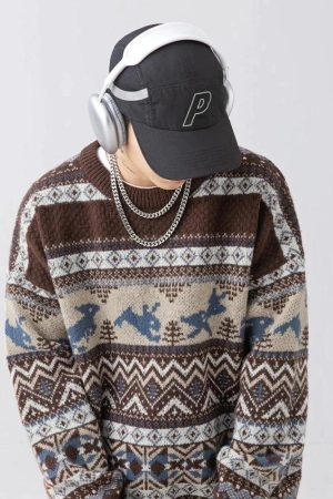 Quick Outfits, Modest Fashion Outfits Ideas Vintage Rabbits Knitted Sweater