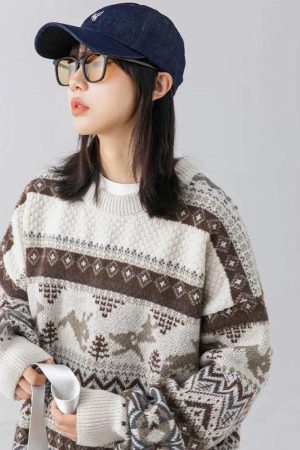 Quick Outfits, Modest Fashion Outfits Ideas Vintage Rabbits Knitted Sweater