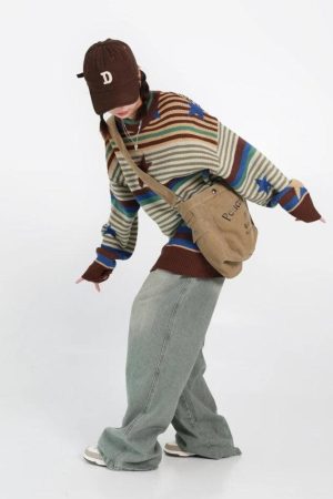 Quick Outfits, Modest Fashion Outfits Ideas Vintage Star Printed Knit Sweater