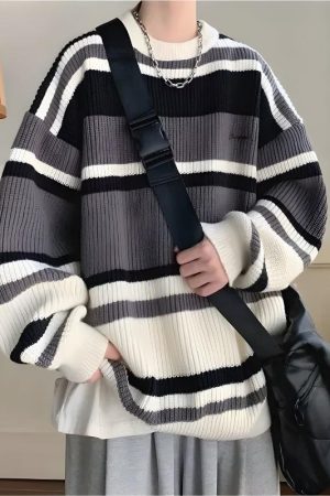 Quick Outfits, Modest Fashion Outfits Ideas Vintage Striped Knitted Sweater