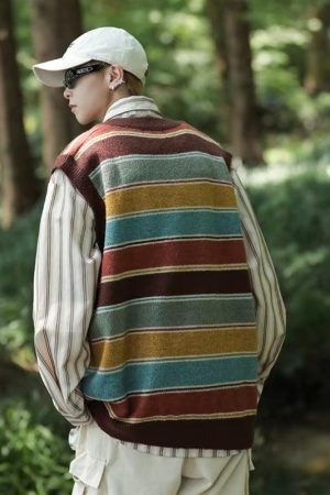 Quick Outfits, Modest Fashion Outfits Ideas Vintage Striped Sweater Vest