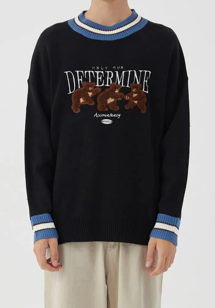 Quick Outfits, Modest Fashion Outfits Ideas Vintage Teddy Embroidered Knitted Sweater Quick Outfits, Modest Fashion Outfits Ideas Vintage Teddy Embroidered Knitted Sweater