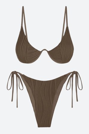 Quick Outfits, Modest Fashion Outfits Ideas Wavy Striped Wired Cup Bikini Set