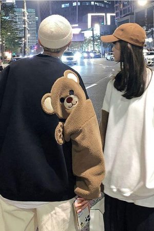 Quick Outfits, Modest Fashion Outfits Ideas Weirdcore Bear Sleeve Sweatshirt