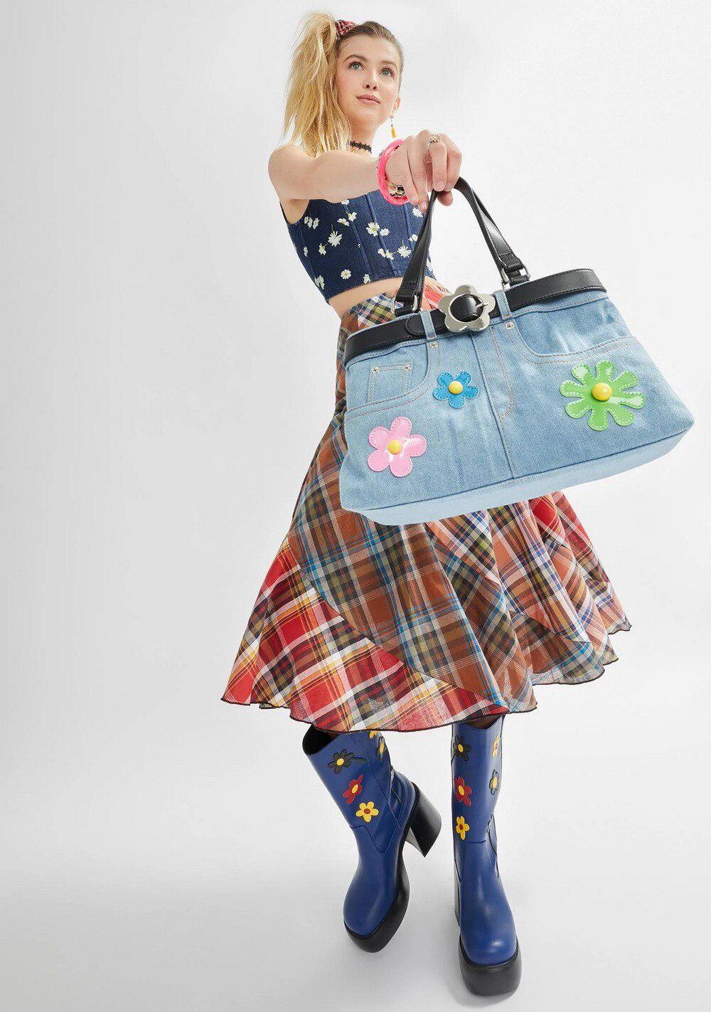 Quick Outfits, Modest Fashion Outfits Ideas Weirdcore Belted Denim Handbag Quick Outfits, Modest Fashion Outfits Ideas Weirdcore Belted Denim Handbag