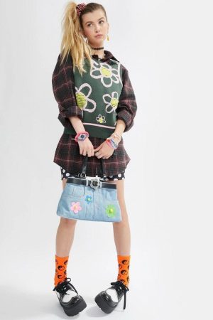 Quick Outfits, Modest Fashion Outfits Ideas Weirdcore Belted Denim Handbag