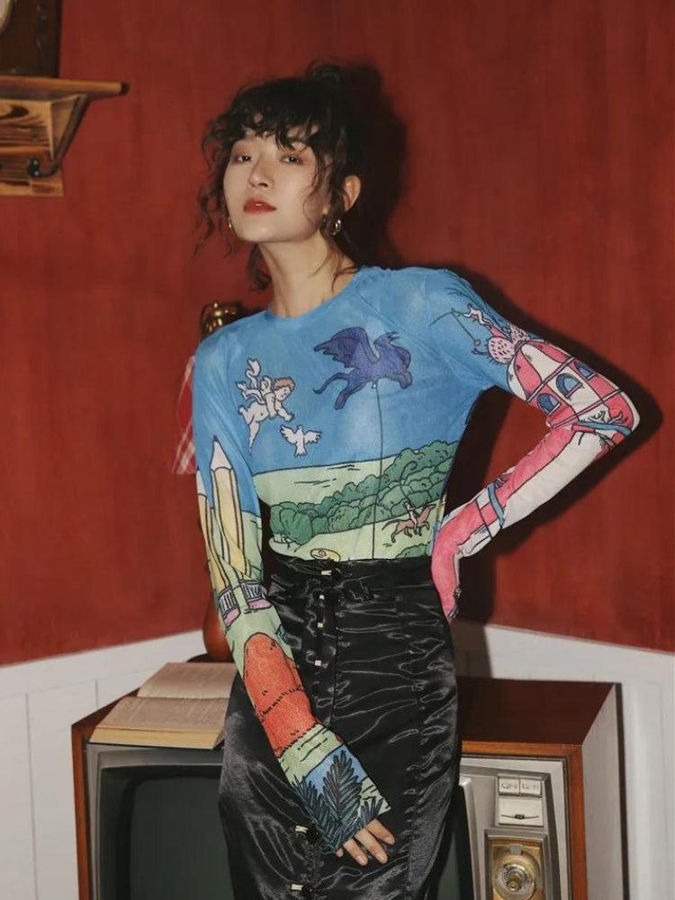 Quick Outfits, Modest Fashion Outfits Ideas Weirdcore Dream Mesh Top Quick Outfits, Modest Fashion Outfits Ideas Weirdcore Dream Mesh Top