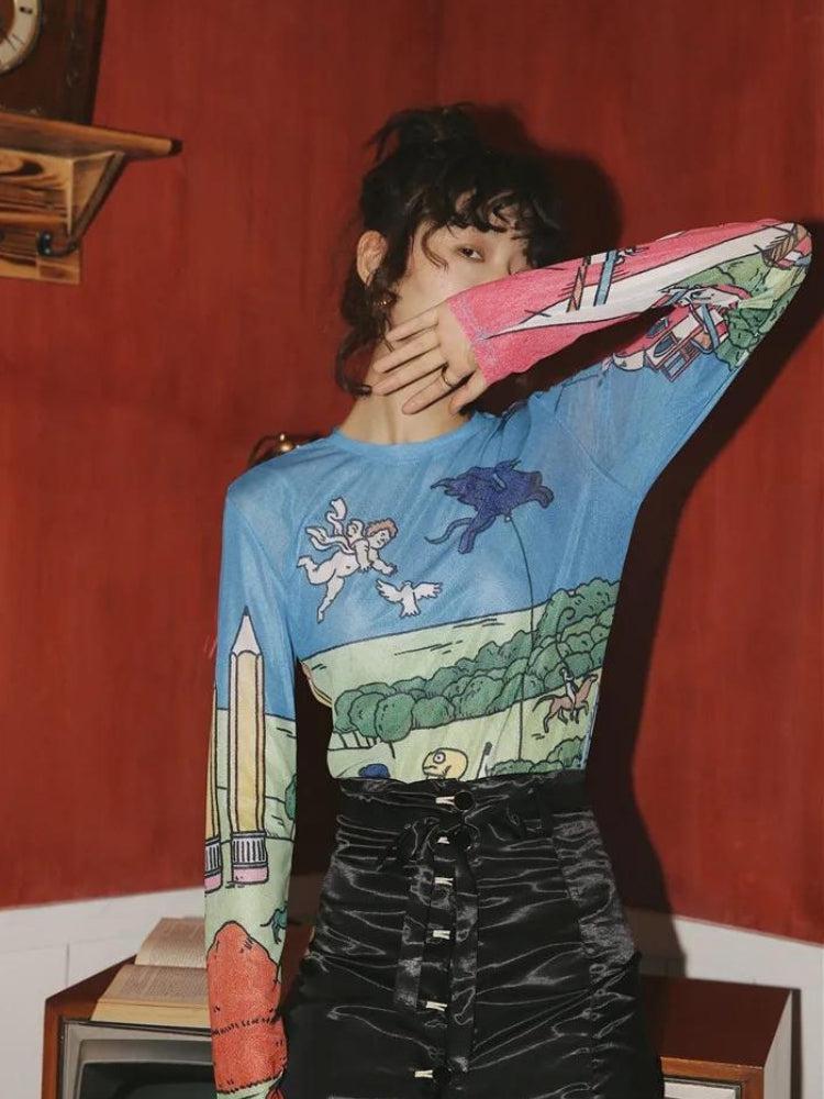 Quick Outfits, Modest Fashion Outfits Ideas Weirdcore Dream Mesh Top Quick Outfits, Modest Fashion Outfits Ideas Weirdcore Dream Mesh Top