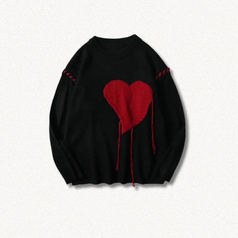Quick Outfits, Modest Fashion Outfits Ideas Weirdcore Heart Embroidered Sweater Quick Outfits, Modest Fashion Outfits Ideas Weirdcore Heart Embroidered Sweater