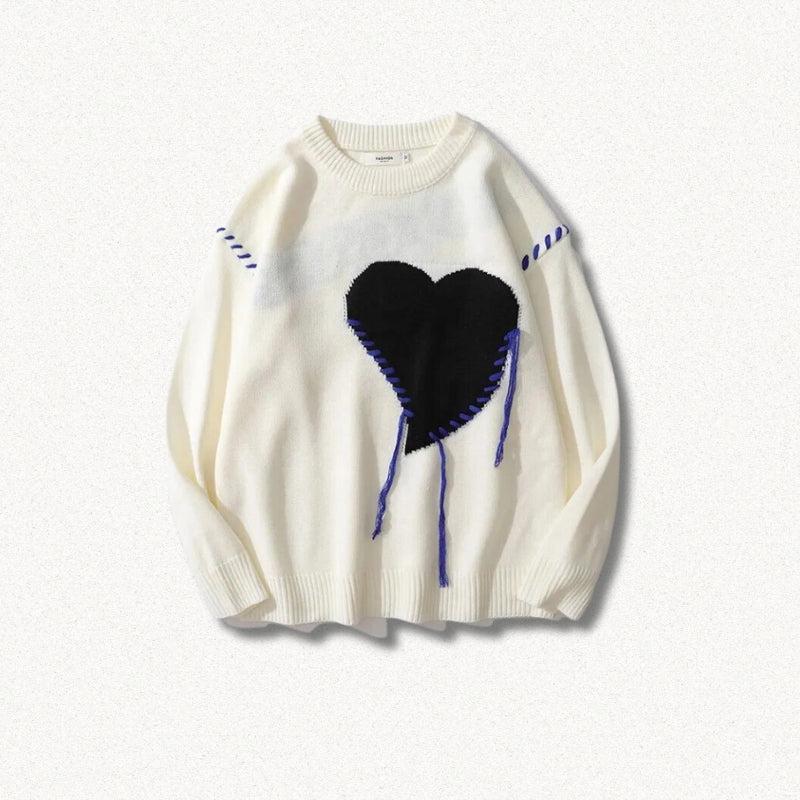 Quick Outfits, Modest Fashion Outfits Ideas Weirdcore Heart Embroidered Sweater Quick Outfits, Modest Fashion Outfits Ideas Weirdcore Heart Embroidered Sweater