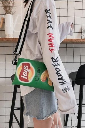 Quick Outfits, Modest Fashion Outfits Ideas Weirdcore Lays Chips Crossbody Bag