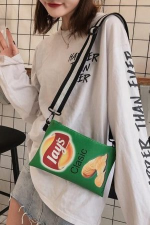 Quick Outfits, Modest Fashion Outfits Ideas Weirdcore Lays Chips Crossbody Bag