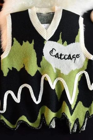 Quick Outfits, Modest Fashion Outfits Ideas Weirdcore Wavy Striped Sweater Vest