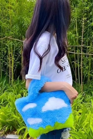 Quick Outfits, Modest Fashion Outfits Ideas White Clouds & Blue Sky Fluffy Bag