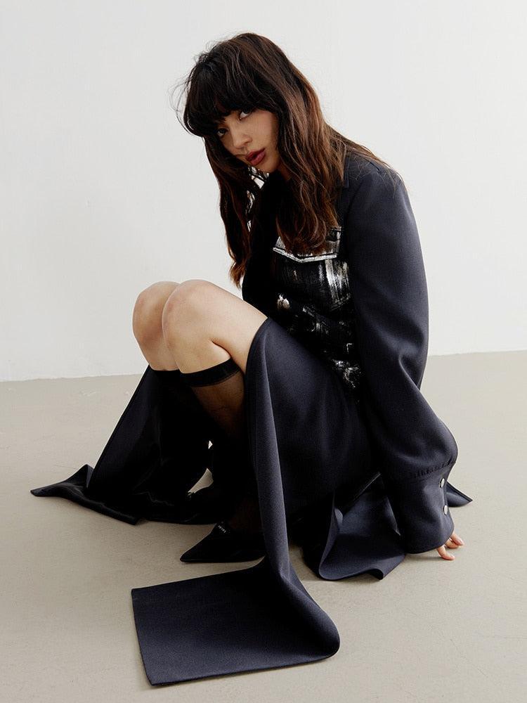 Quick Outfits, Modest Fashion Outfits Ideas White Distressed Long Blazer Quick Outfits, Modest Fashion Outfits Ideas White Distressed Long Blazer