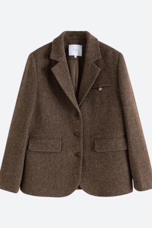 Quick Outfits, Modest Fashion Outfits Ideas Wool Blazer Jacket & Mini Skirt Two Piece Set