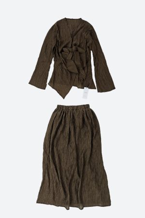Quick Outfits, Modest Fashion Outfits Ideas Wrap Around Blouse & Maxi Skirt Two Piece Set