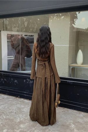 Quick Outfits, Modest Fashion Outfits Ideas Wrap Around Blouse & Maxi Skirt Two Piece Set