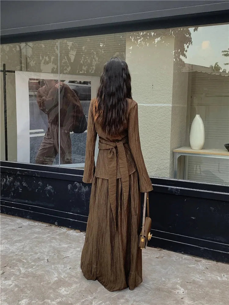 Quick Outfits, Modest Fashion Outfits Ideas Wrap Around Blouse & Maxi Skirt Two Piece Set Quick Outfits, Modest Fashion Outfits Ideas Wrap Around Blouse & Maxi Skirt Two Piece Set