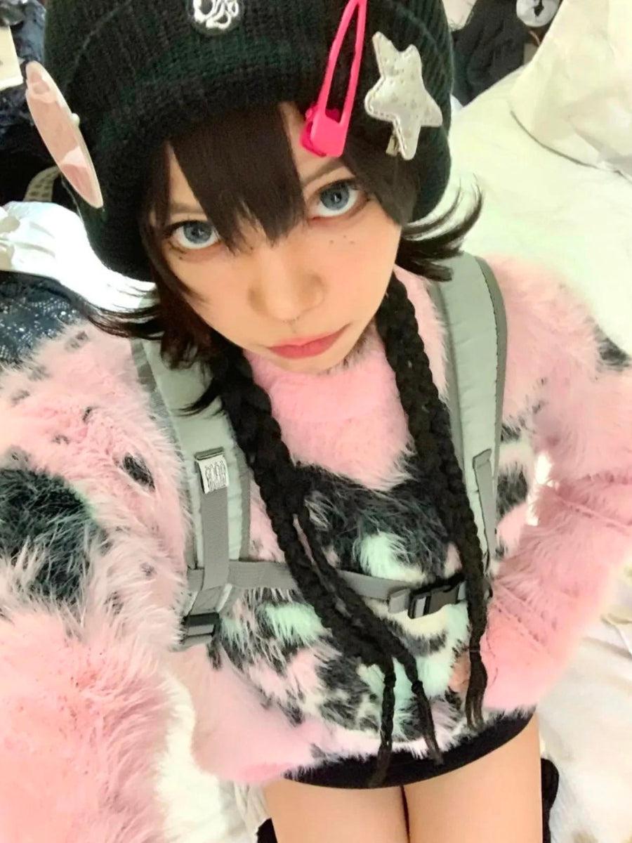 Quick Outfits, Modest Fashion Outfits Ideas Y2K Aesthetic Fuzzy Sweater Quick Outfits, Modest Fashion Outfits Ideas Y2K Aesthetic Fuzzy Sweater