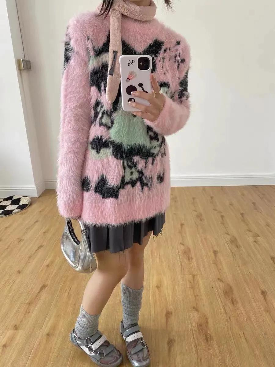 Quick Outfits, Modest Fashion Outfits Ideas Y2K Aesthetic Fuzzy Sweater Quick Outfits, Modest Fashion Outfits Ideas Y2K Aesthetic Fuzzy Sweater