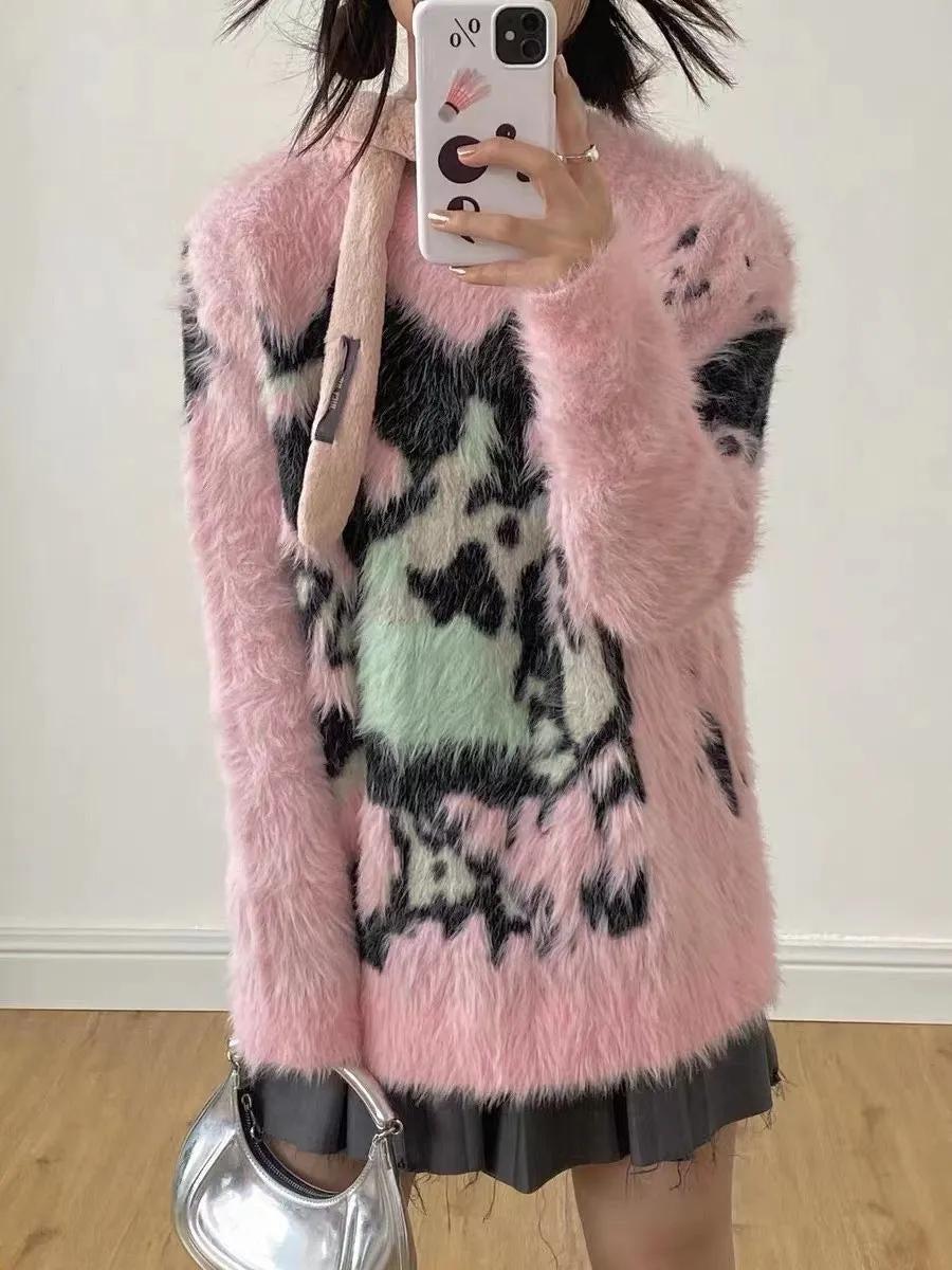 Quick Outfits, Modest Fashion Outfits Ideas Y2K Aesthetic Fuzzy Sweater Quick Outfits, Modest Fashion Outfits Ideas Y2K Aesthetic Fuzzy Sweater