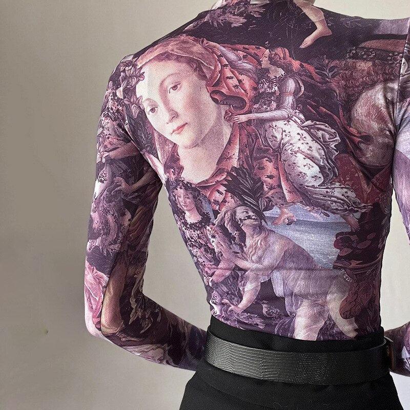 Quick Outfits, Modest Fashion Outfits Ideas Y2K Angel Graphic Mesh Top Quick Outfits, Modest Fashion Outfits Ideas Y2K Angel Graphic Mesh Top