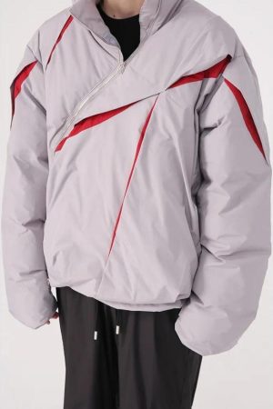 Quick Outfits, Modest Fashion Outfits Ideas Y2K Asymmetrical Zipper Puffer Jacket