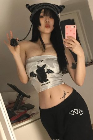 Quick Outfits, Modest Fashion Outfits Ideas Y2K Bat Rabbit Tube Top