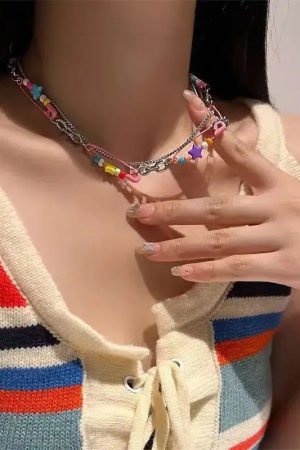 Quick Outfits, Modest Fashion Outfits Ideas Y2K Beaded Pin Necklace