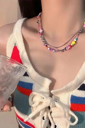 Quick Outfits, Modest Fashion Outfits Ideas Y2K Beaded Pin Necklace