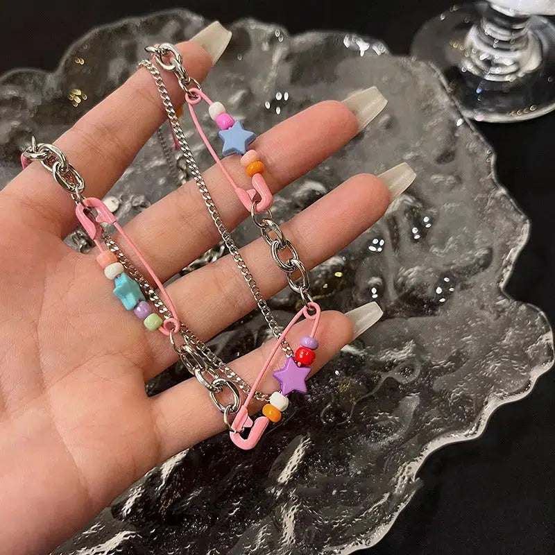 Quick Outfits, Modest Fashion Outfits Ideas Y2K Beaded Pin Necklace Quick Outfits, Modest Fashion Outfits Ideas Y2K Beaded Pin Necklace