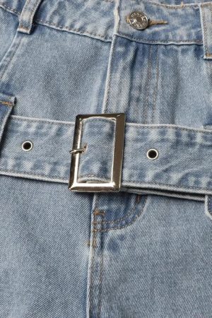 Quick Outfits, Modest Fashion Outfits Ideas Y2K Belted Cut Out Jeans