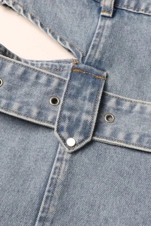 Quick Outfits, Modest Fashion Outfits Ideas Y2K Belted Cut Out Jeans