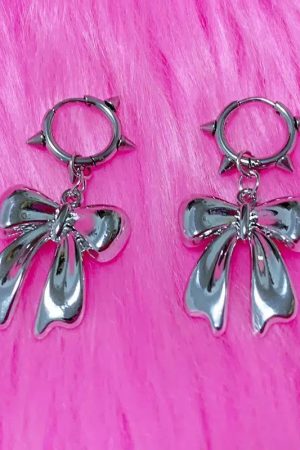 Quick Outfits, Modest Fashion Outfits Ideas Y2K Bow Spiked Hoop Earrings