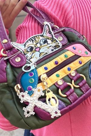 Quick Outfits, Modest Fashion Outfits Ideas Y2K Cat Embroidered Bag