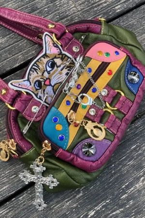 Quick Outfits, Modest Fashion Outfits Ideas Y2K Cat Embroidered Bag