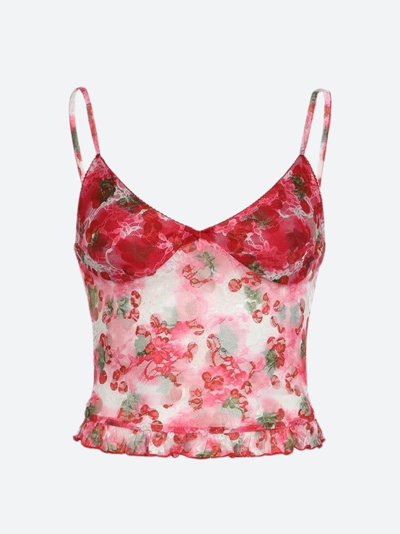 Quick Outfits, Modest Fashion Outfits Ideas Y2K Cherry Mesh Top Quick Outfits, Modest Fashion Outfits Ideas Y2K Cherry Mesh Top