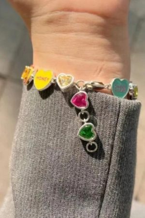 Quick Outfits, Modest Fashion Outfits Ideas Y2K Colorful Heart Bracelet