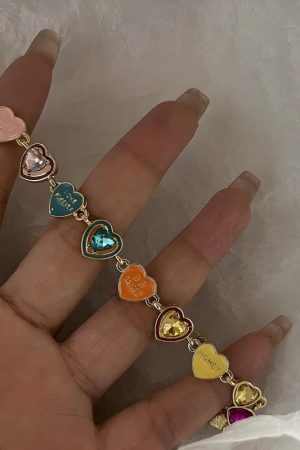 Quick Outfits, Modest Fashion Outfits Ideas Y2K Colorful Heart Bracelet