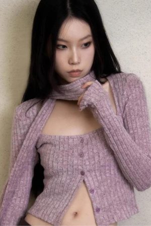 Quick Outfits, Modest Fashion Outfits Ideas Y2K Corduroy Cropped Scarf Cardigan