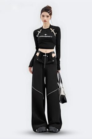 Quick Outfits, Modest Fashion Outfits Ideas Y2K Cut Out Waist Pants