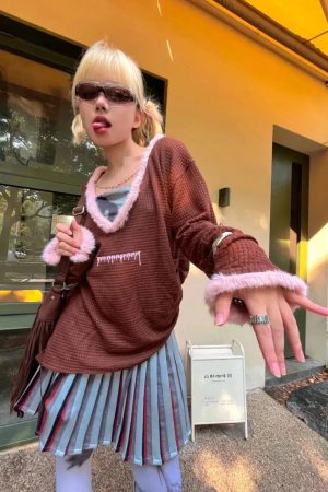 Quick Outfits, Modest Fashion Outfits Ideas Y2K Deep Neck Sweater